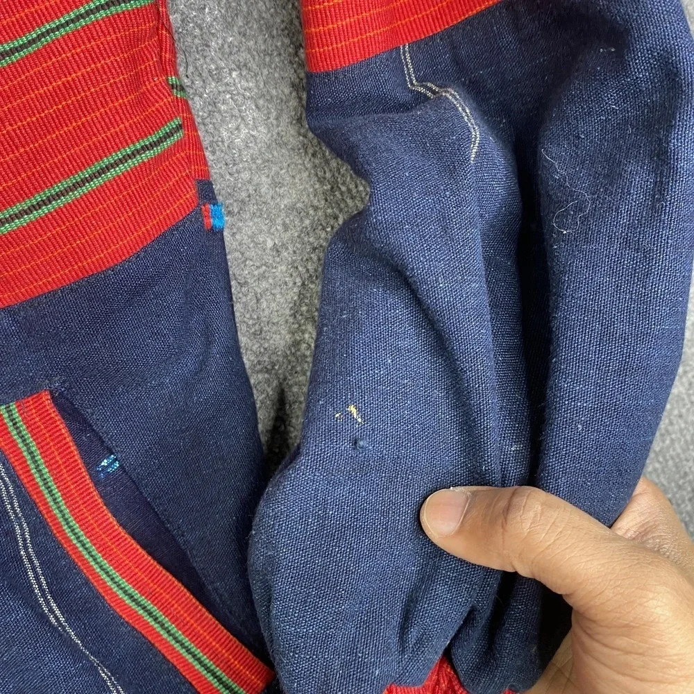 VTG Handmade Guatemalan Jacket Mens XL Multicolor Woven Boho Tribal Bomber Zip